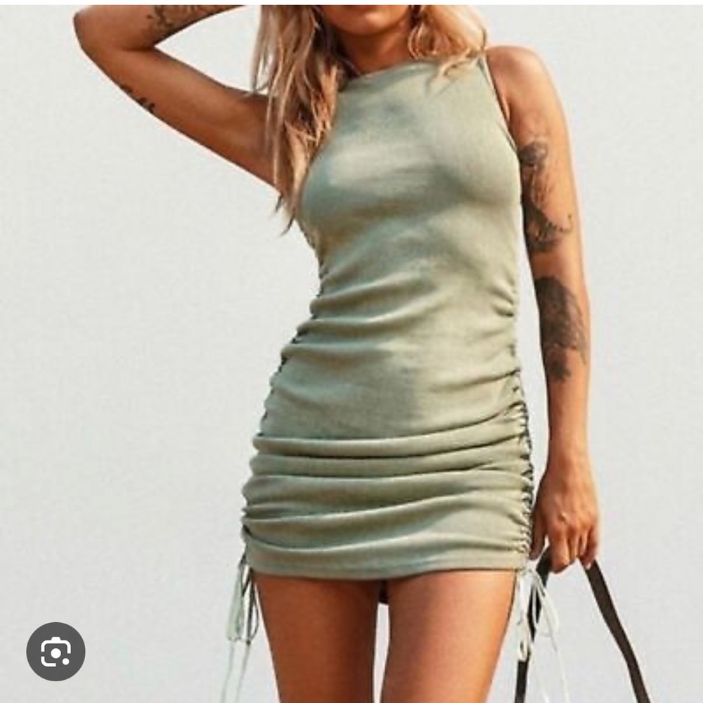 Lioness Green tank dress with gathered size mini Size XS NWT